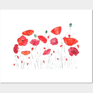 orange and red poppy painting Posters and Art